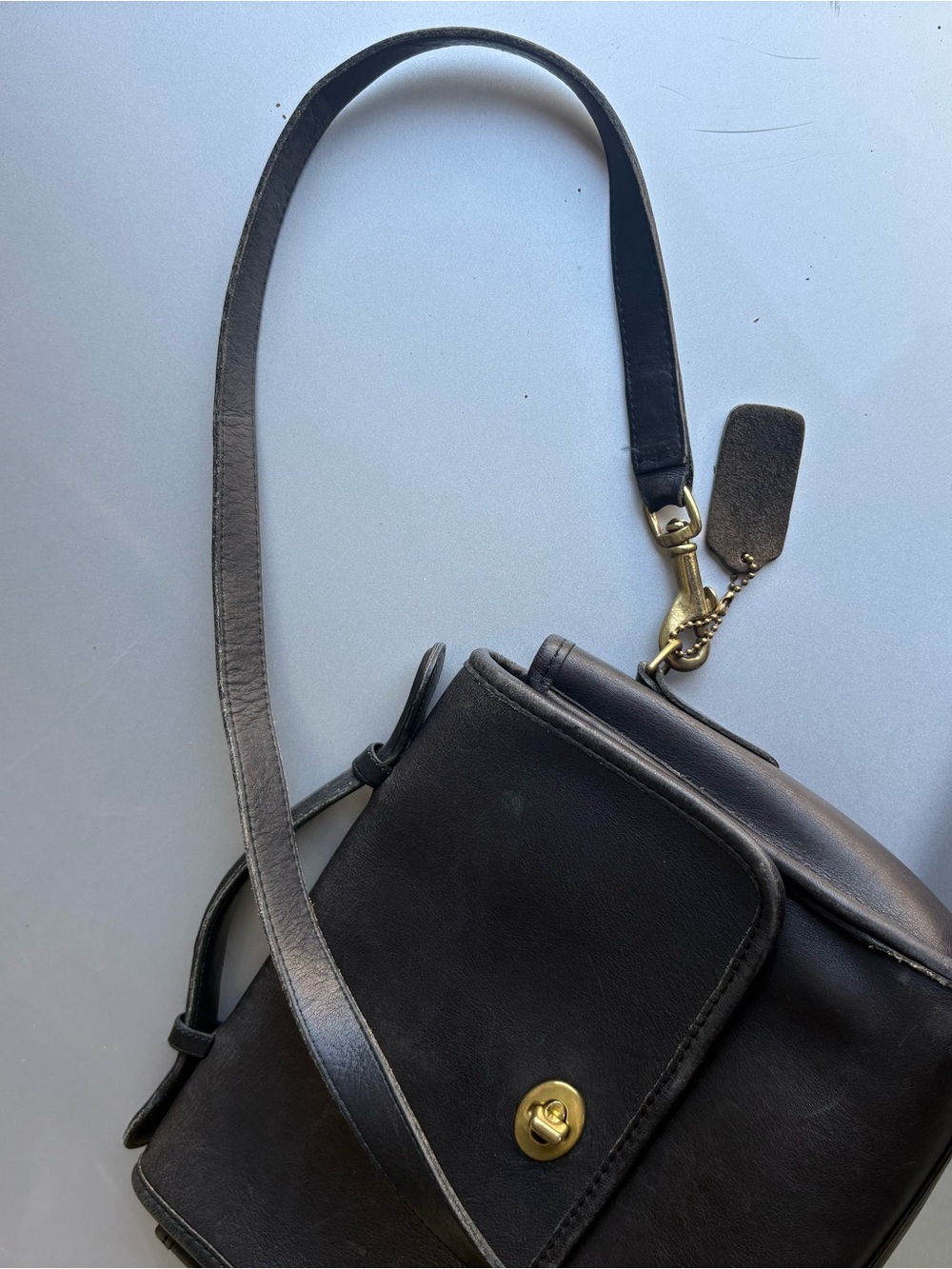Vintage 90s Coach Court Bag Small Black Leather Crossbody Satchel Purse USA - Picture 15 of 16